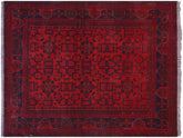 handmade Tribal Biljik Khal Mohammadi Red Blue Hand Knotted RECTANGLE 100% WOOL area rug 5x6